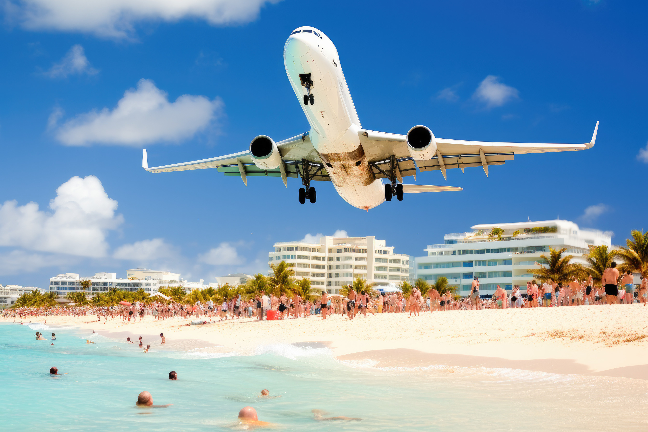 Airplane flying by hotel - Maho Beach
